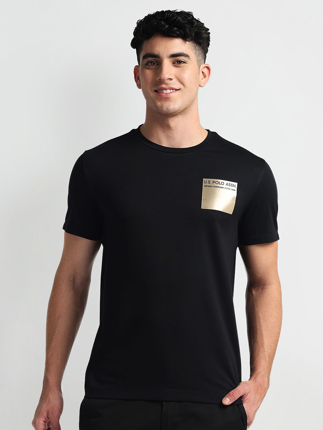 U.S. Polo Assn. Denim Co. Round Neck Short Sleeves Cotton Slim Fit T-shirt