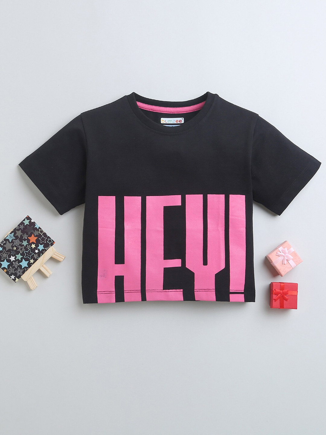 BUMZEE Girls Typography Printed Oversized Cotton T-shirt