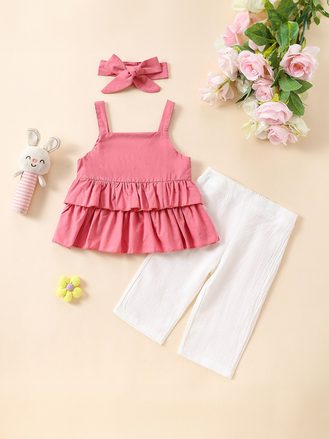 StyleCast Girls Pink & White Top with Trousers