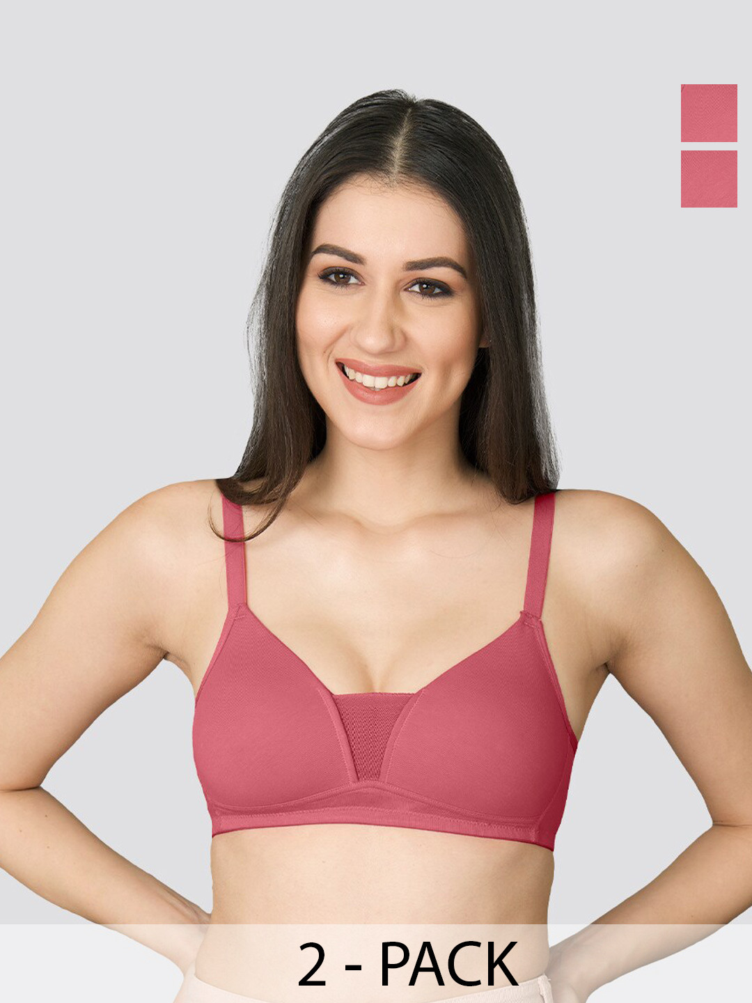 K LINGERIE Pack of 2 Tulip Deep Neck Plunge Designing Soft Padded Bra DRST-DRST