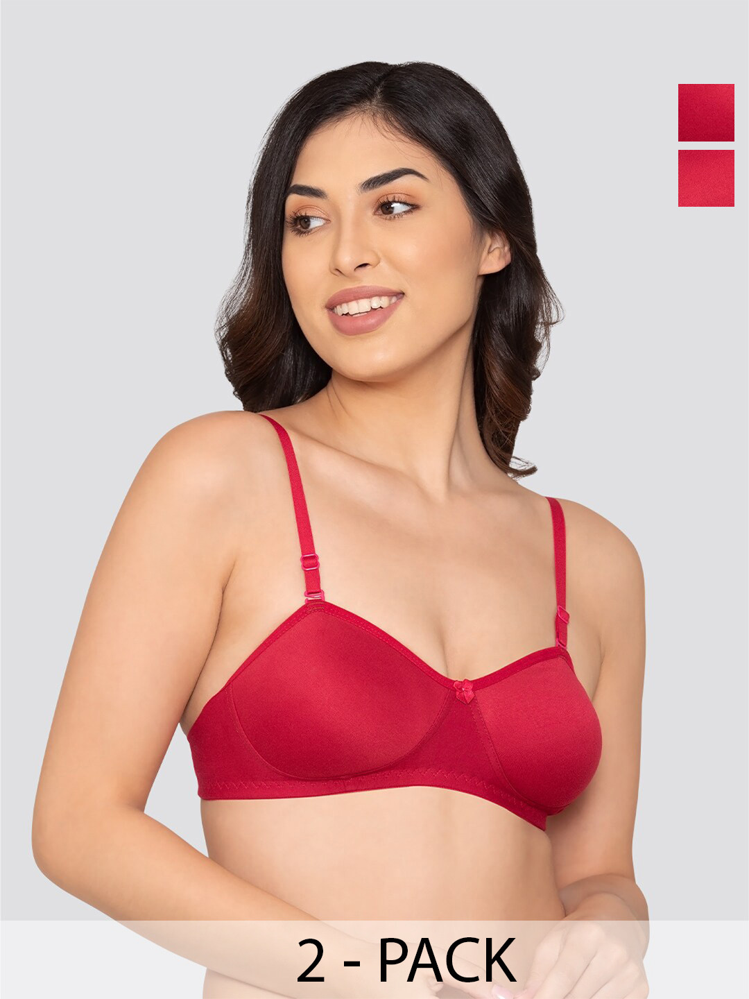 K LINGERIE Pack of 2 Roxy Multiway Straps Demi Cup Balconette Bra RN-RN