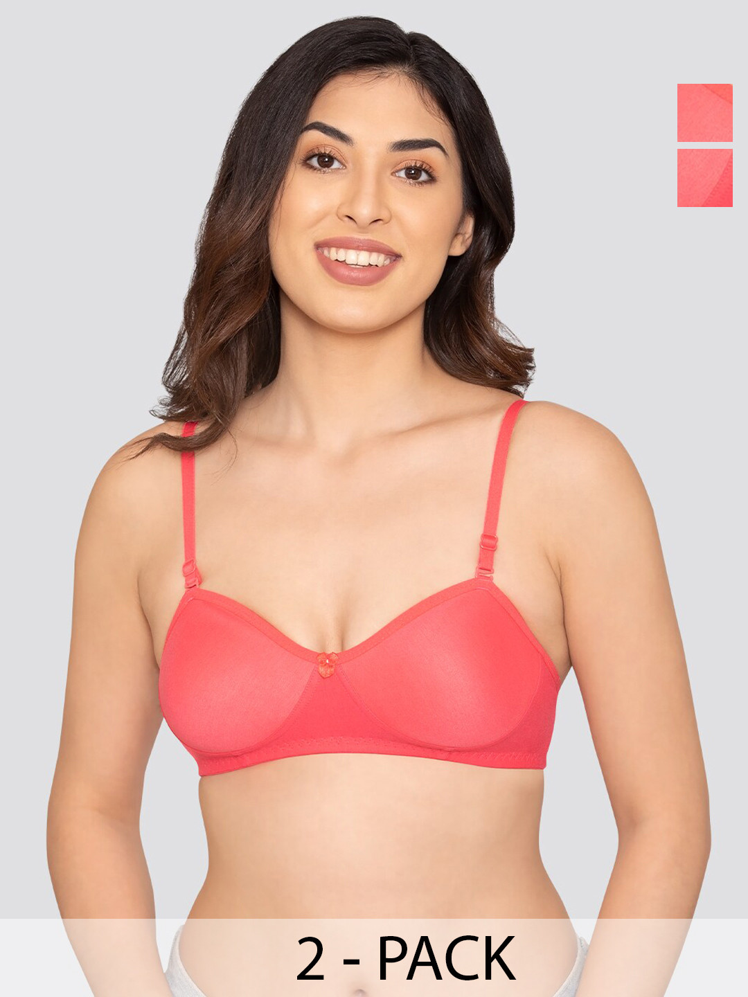 K LINGERIE Pack of 2 Roxy Multiway Straps Demi Cup Balconette Bra HPNK-HPNK