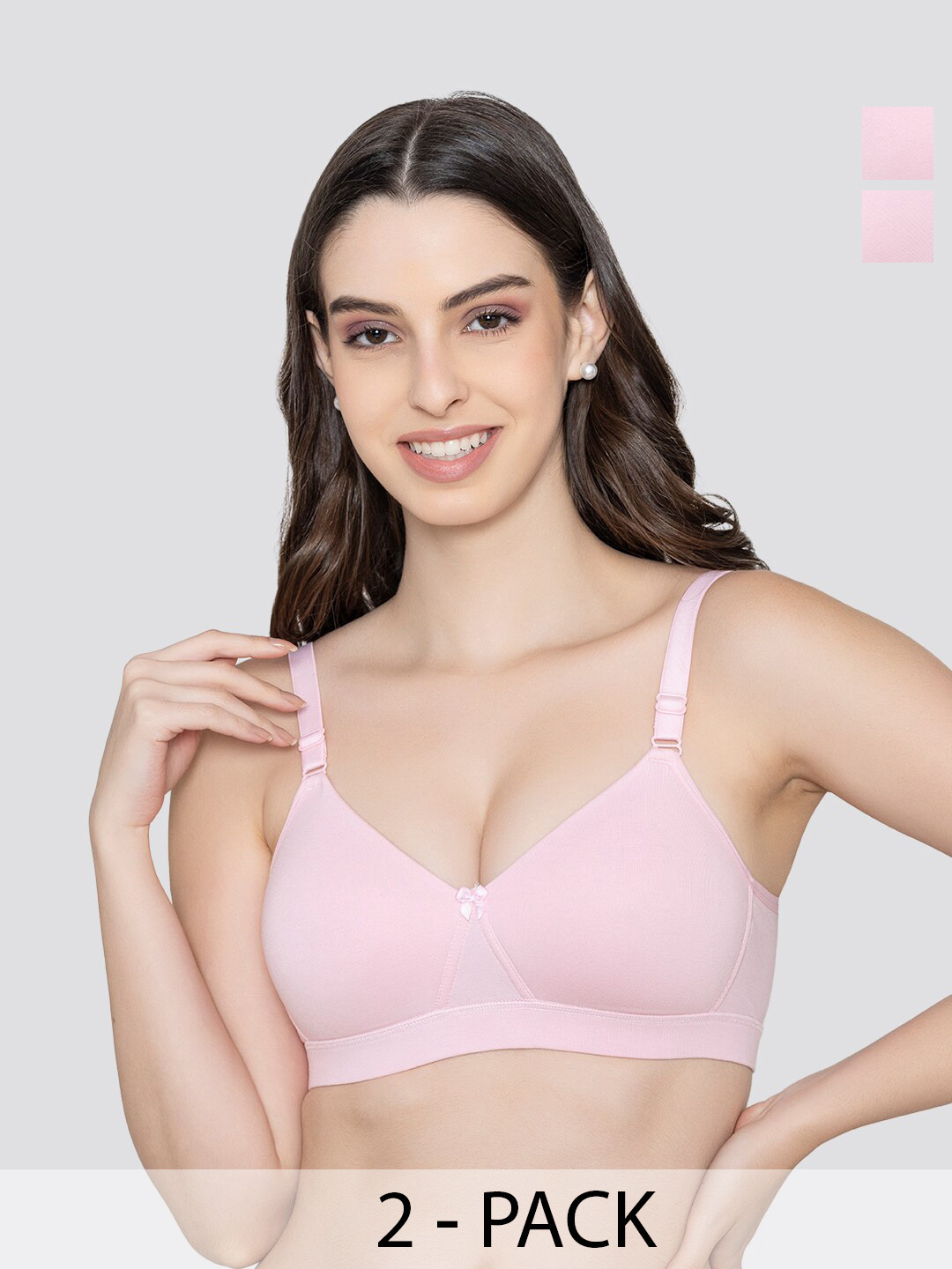 K LINGERIE Pack of 2 Tessa Full Support Seamless Padded Cups Designer Bra LPNK-LPNK