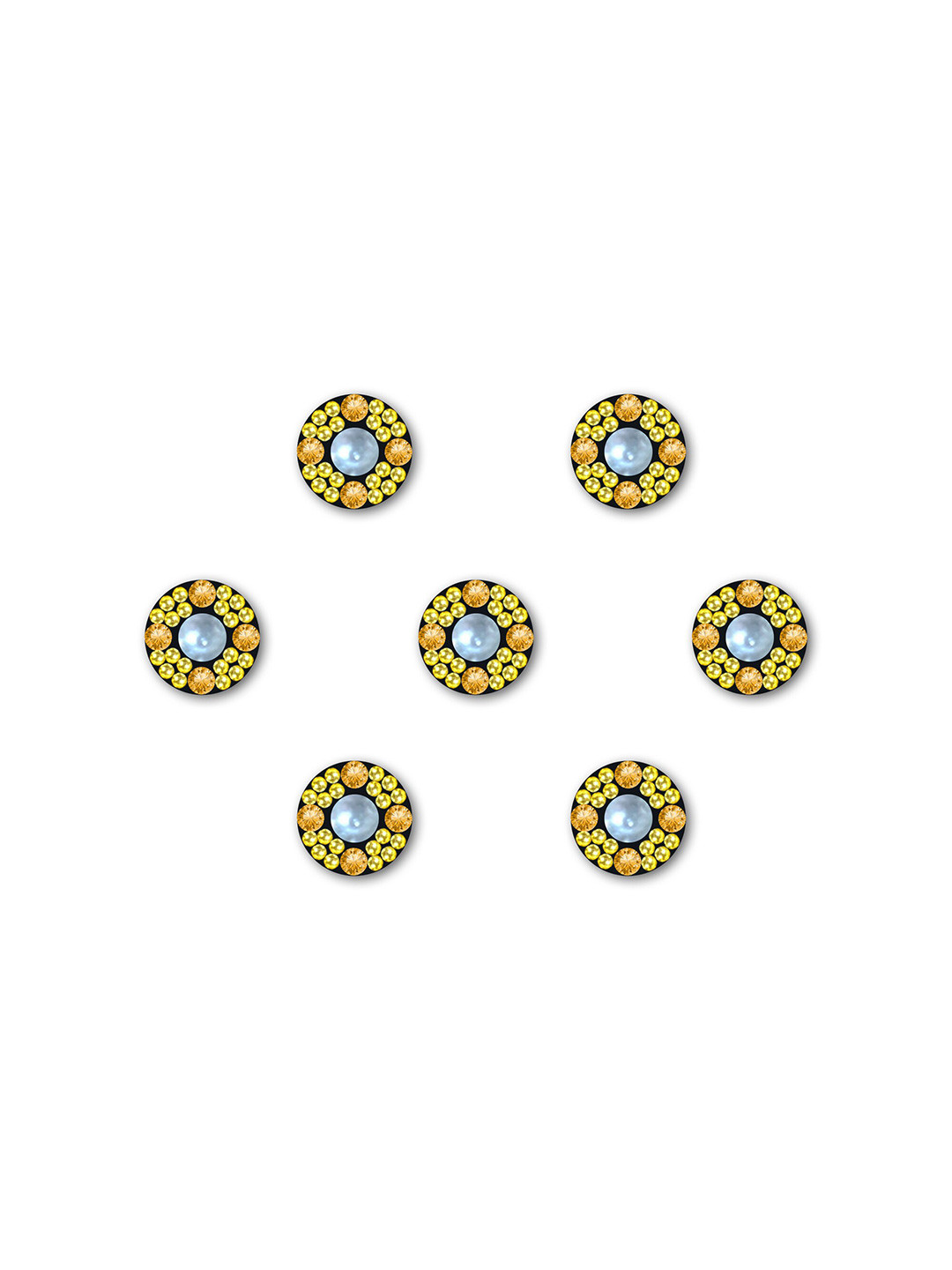 Comet Busters 7-Pcs Handmade Traditional Designer Bindi - Black & Golden