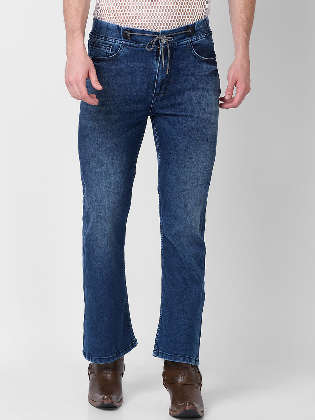 mode de base Men Bootcut Low Rise Low Distress Light Fade Clean Look Stretchable Jeans