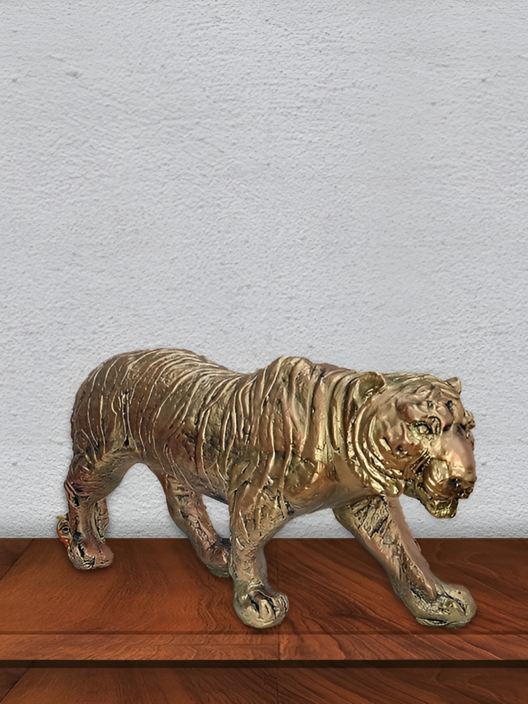 Garden Deco Tiger Gold Metal Metallic Living Room Medium Showpiece - 5.7 Inches