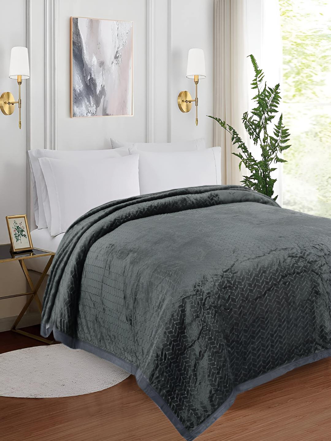 GAPU & BALY Grey AC Room 300 GSM Double Bed Blanket