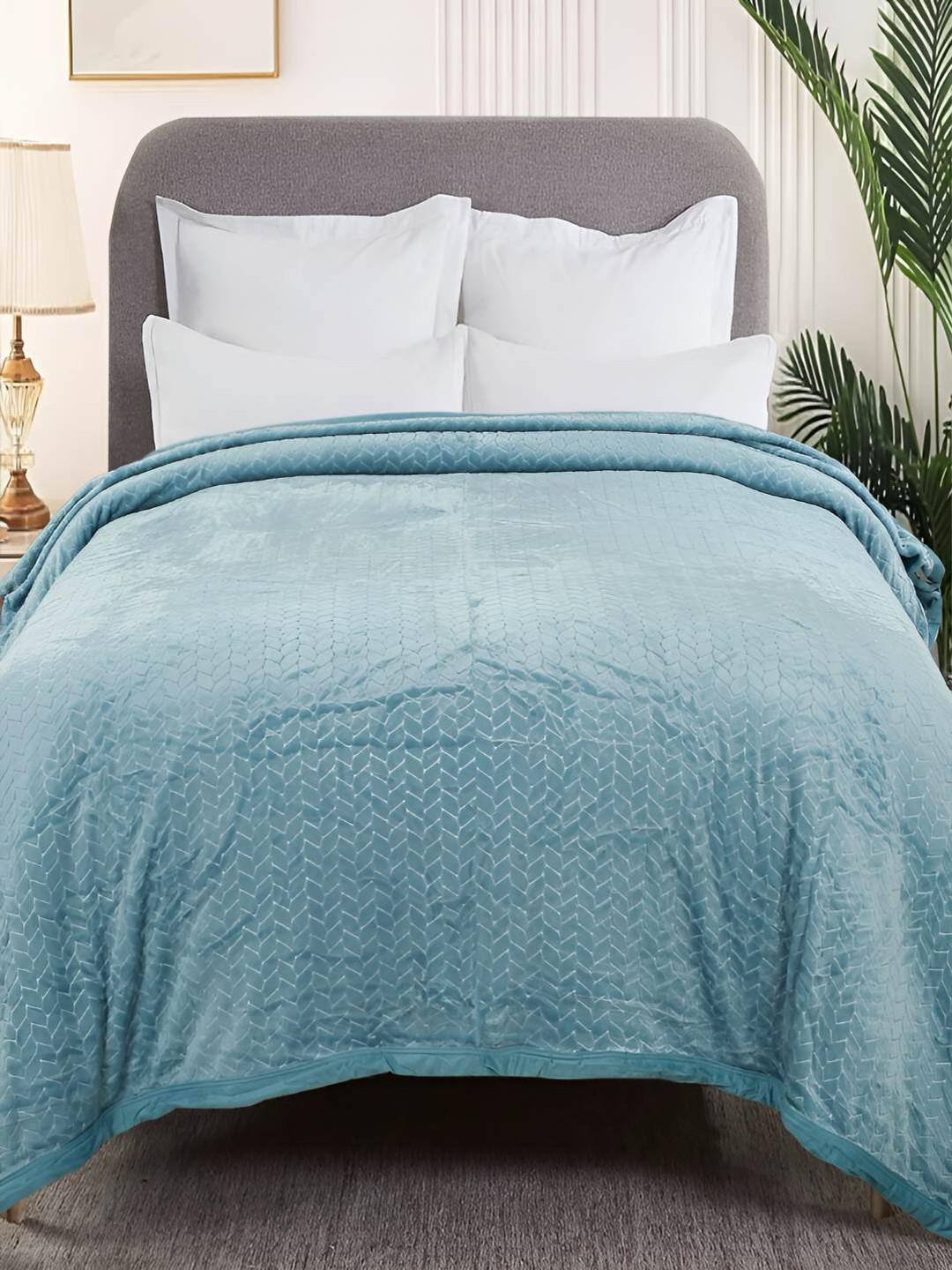 GAPU & BALY Blue AC Room 300 GSM Double Bed Blanket