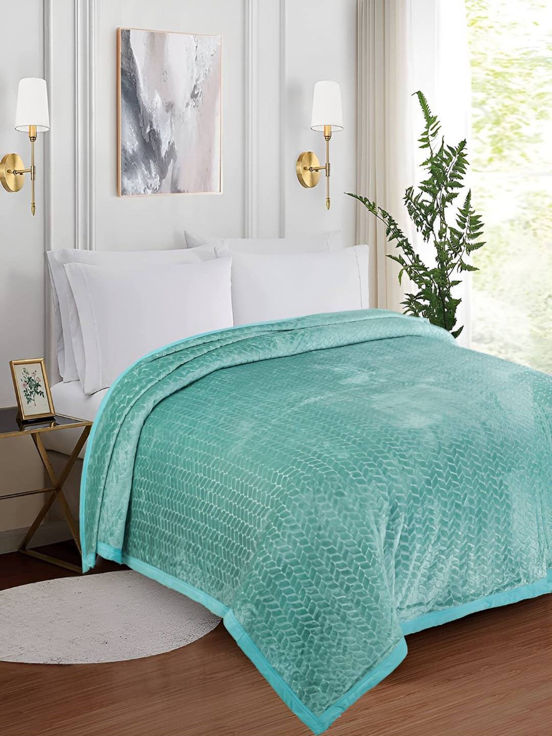 GAPU & BALY Green AC Room 300 GSM Double Bed Blanket