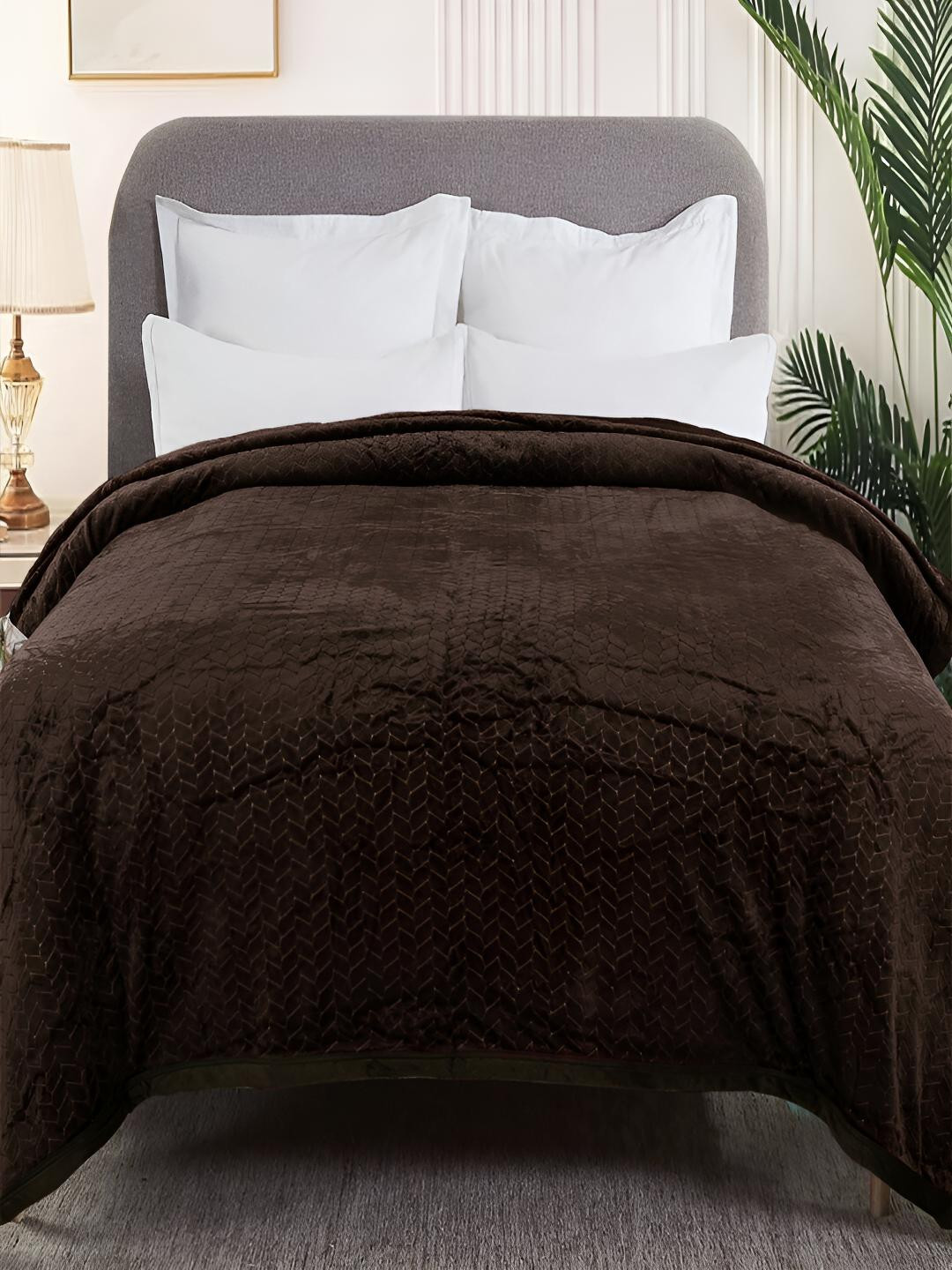 GAPU & BALY Coffee Brown AC Room 300 GSM Double Bed Blanket