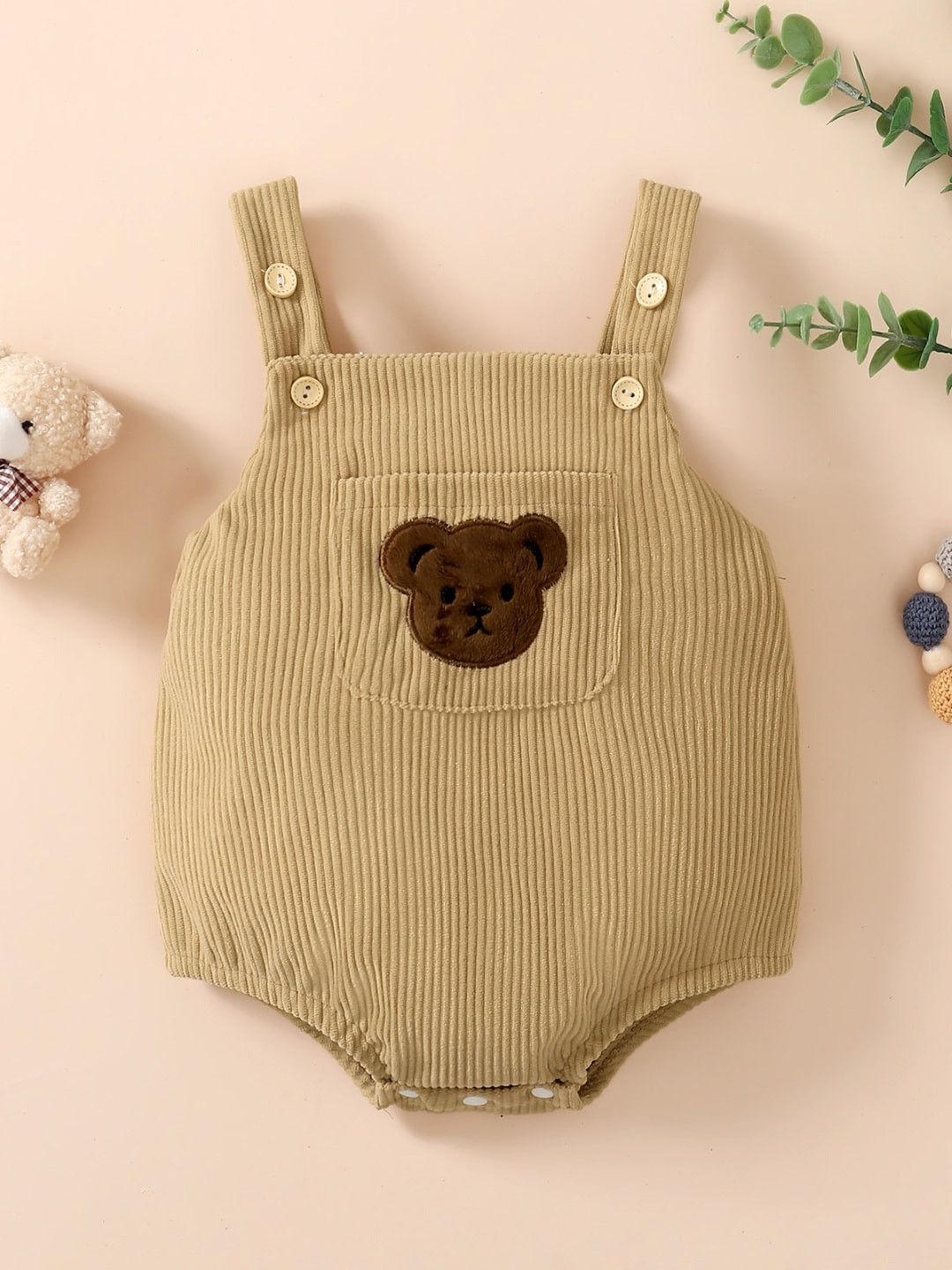 StyleCast Khaki Infants Girls Self Design Bodysuit