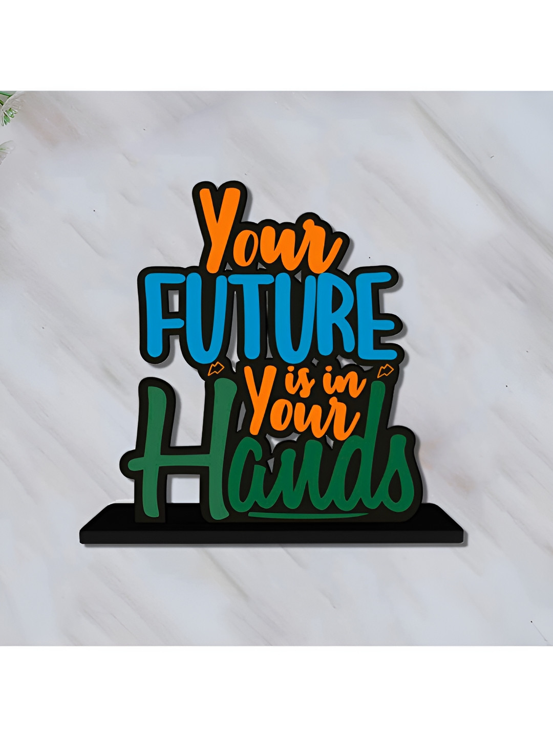 Phirki Studio Your Future is in Your Hands Blue Wood Natural Living Room Small Showpiece - 5.6 Inches