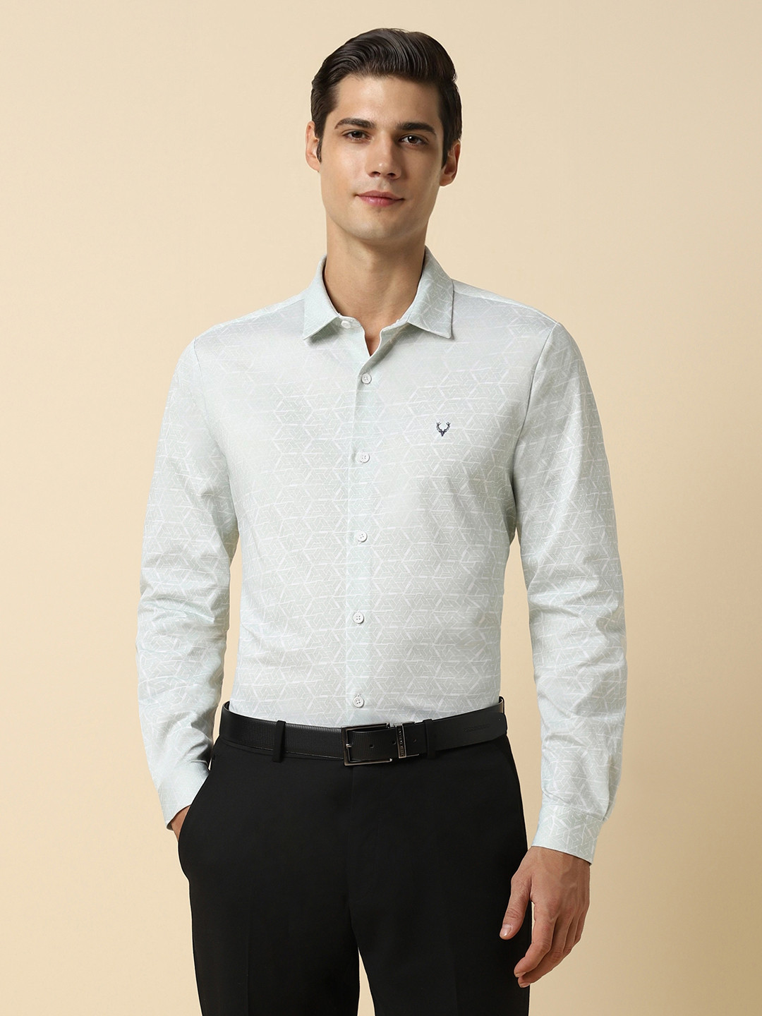 Allen Solly Slim Fit Geometric Printed Full Sleeves Formal Shirts