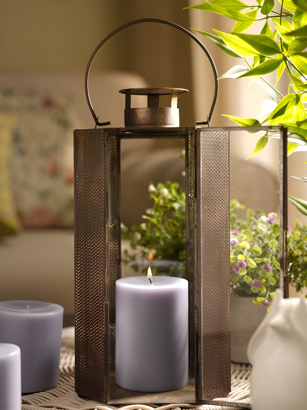 Pure Home and Living Purple Black Amber Pillar Candle