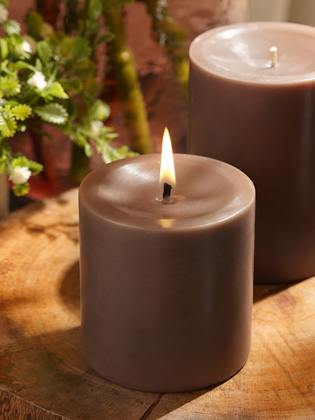 Pure Home and Living Brown Scented Pillar Candle