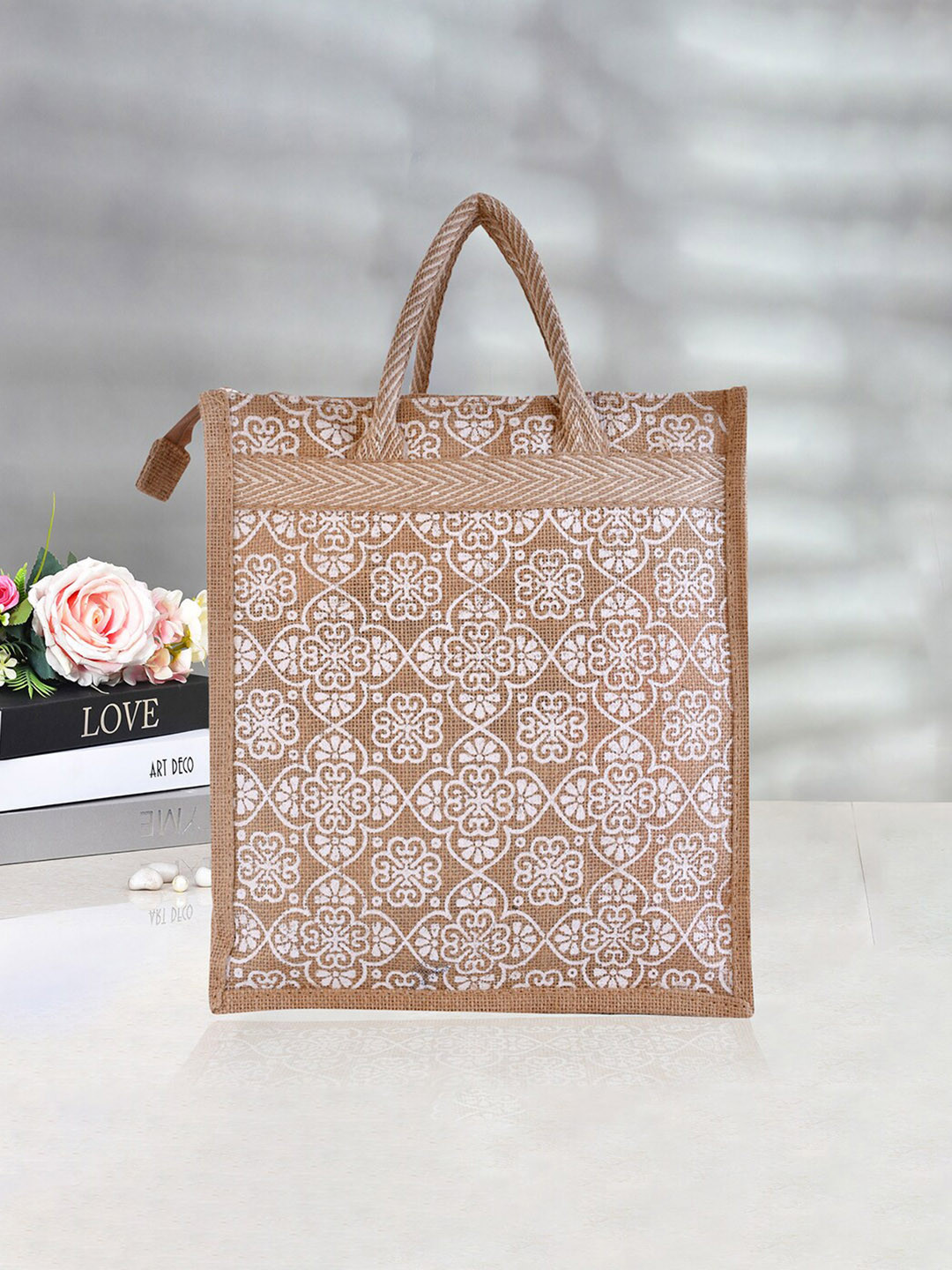 Kuber Industries Jute Carry Shopping Bag With Handle