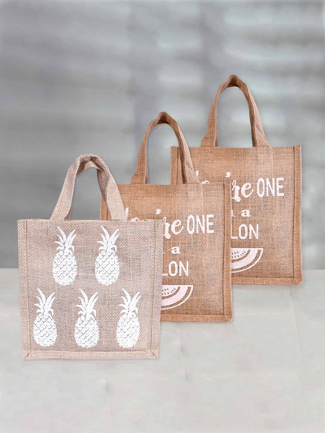 Kuber Industries Pack Of 3 Jute Carry Lunch Bag