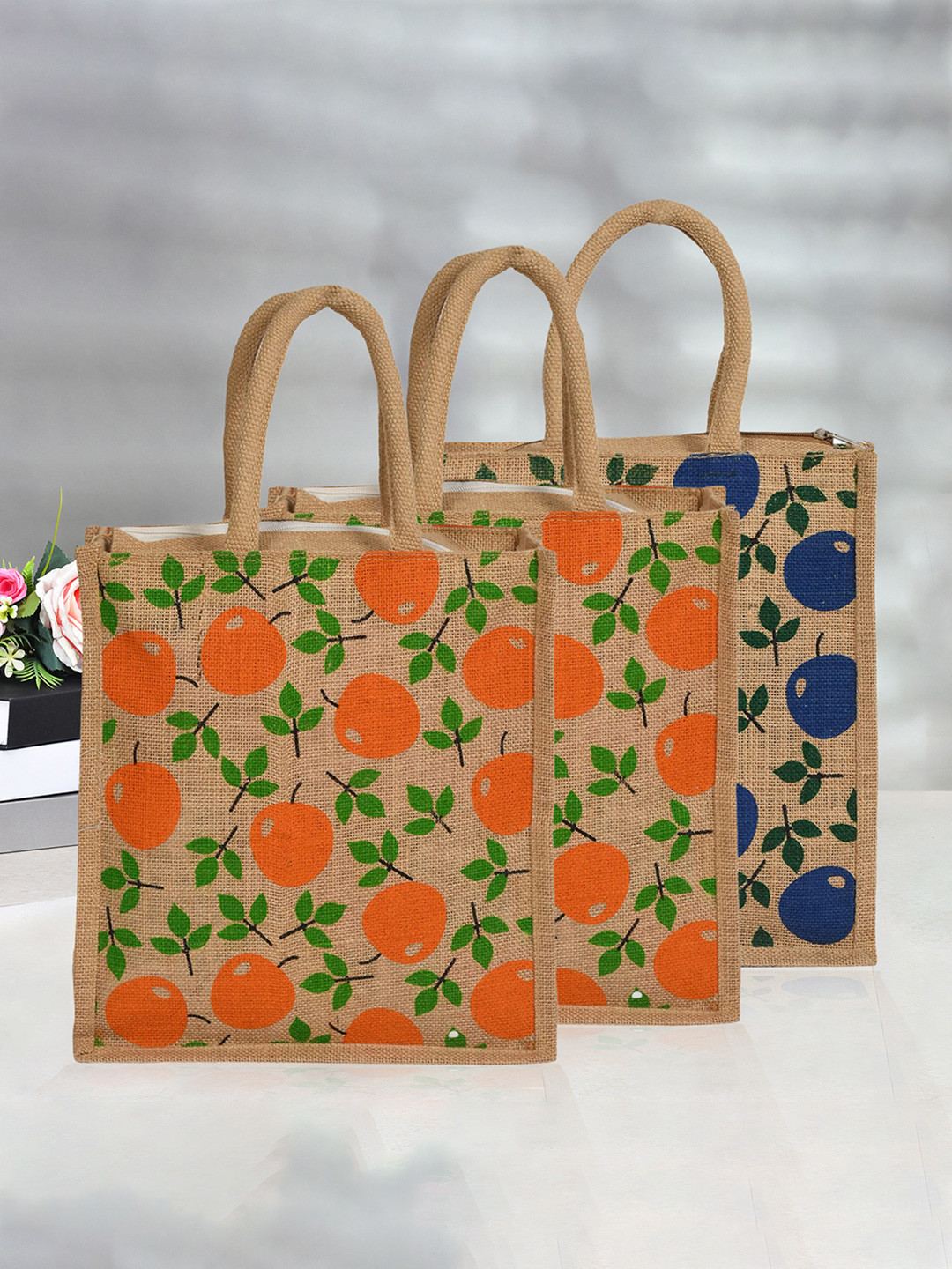 Kuber Industries Set of 3 Floral Printed Grocery Bag