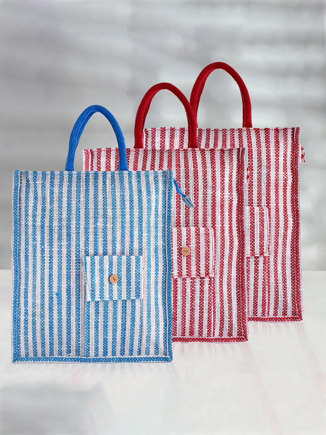 Kuber Industries Set of 3 Striped Carry Shopping Bag
