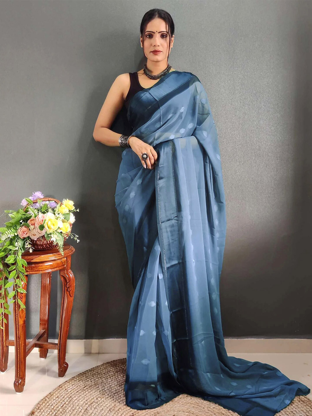 Riddhi Textile Hub Woven Design Pure Georgette Ready to Wear Saree