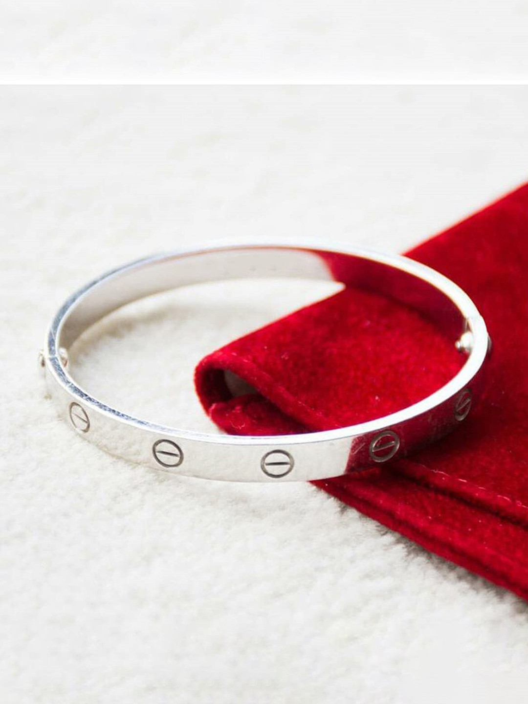 MEENAZ Men American Diamond Silver-Plated Kada Bracelet