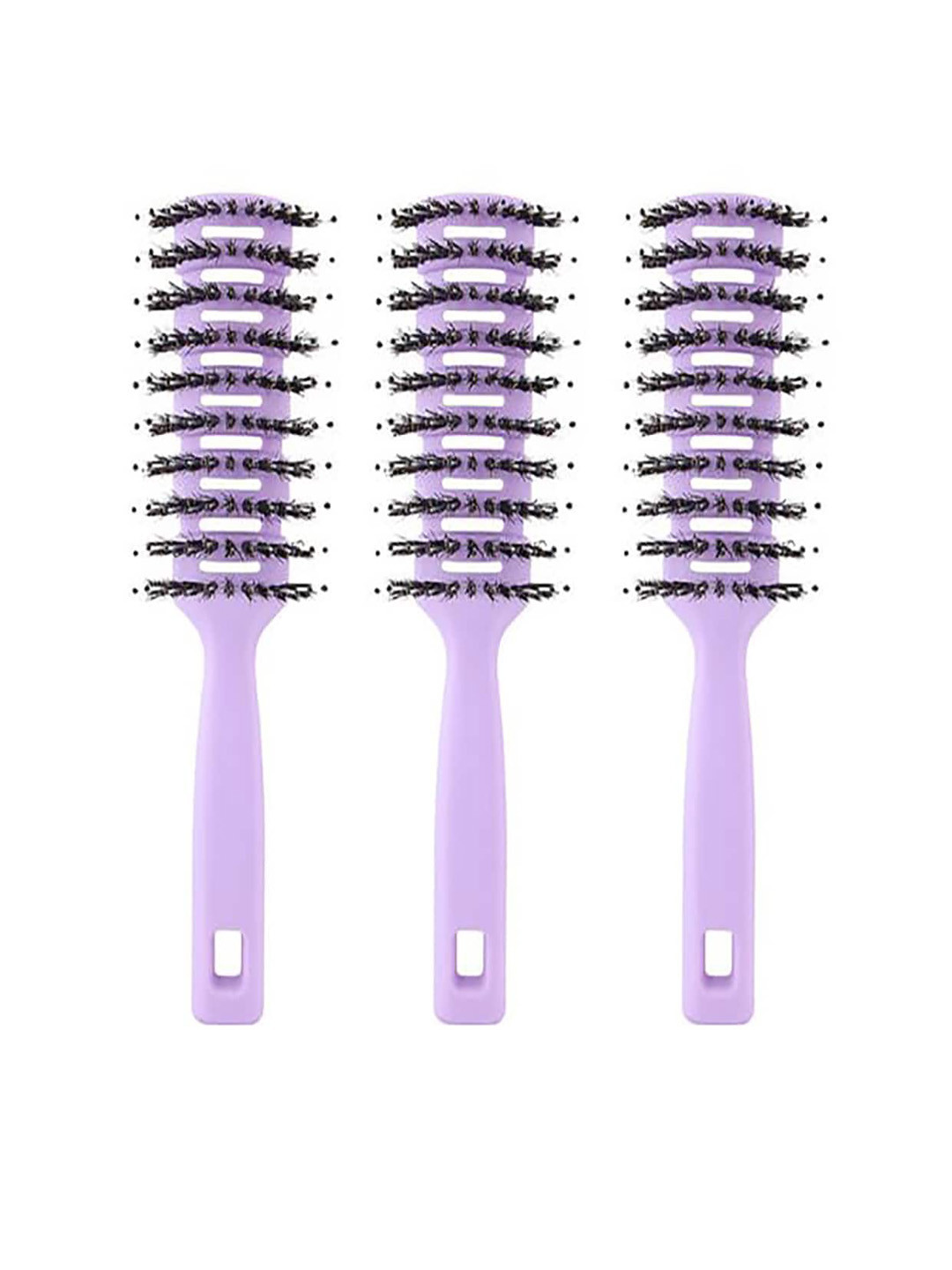 Kuber Industries Set of 3 Flexible Bristles Vent Hair Brush for Quick Drying - Lavender