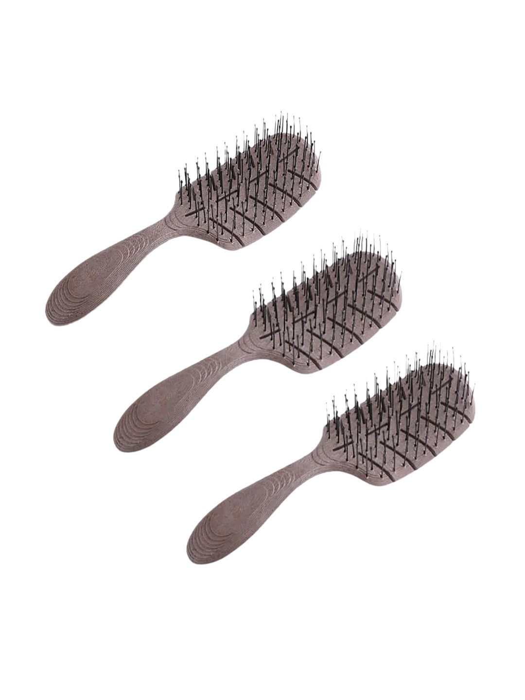 Kuber Industries Set of 3 Leaf Flexible Bristles Hair Brush With Paddle