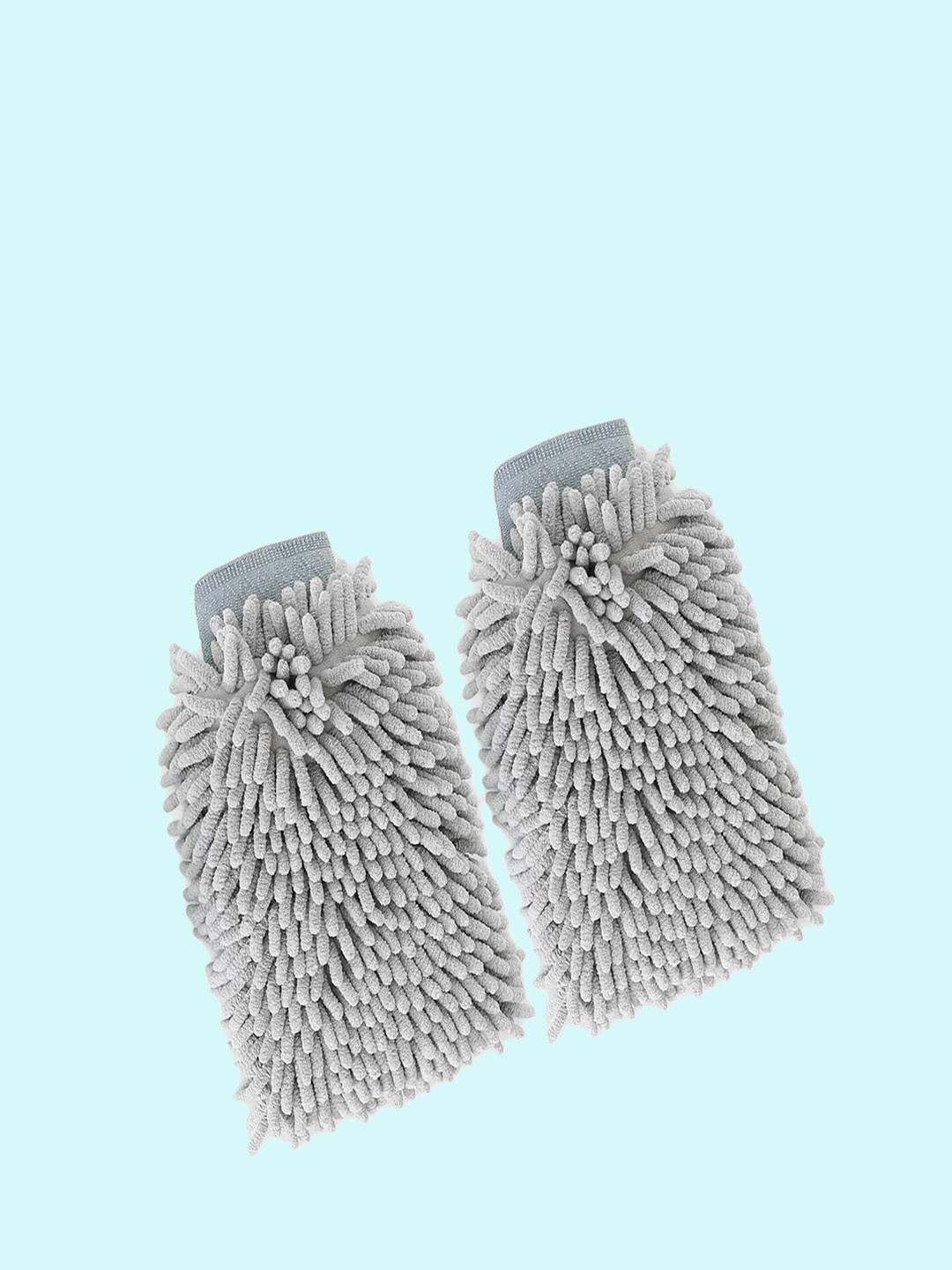 Kuber Industries Grey 2 Pieces Microfiber Double Sided Kitchen Cleaning Gloves