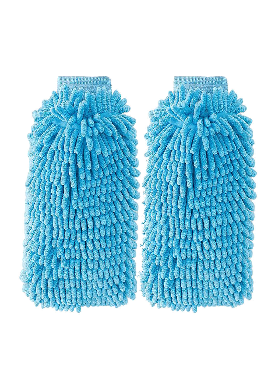 Kuber Industries Blue 2 Pieces Microfiber Double Sided Kitchen Cleaning Gloves