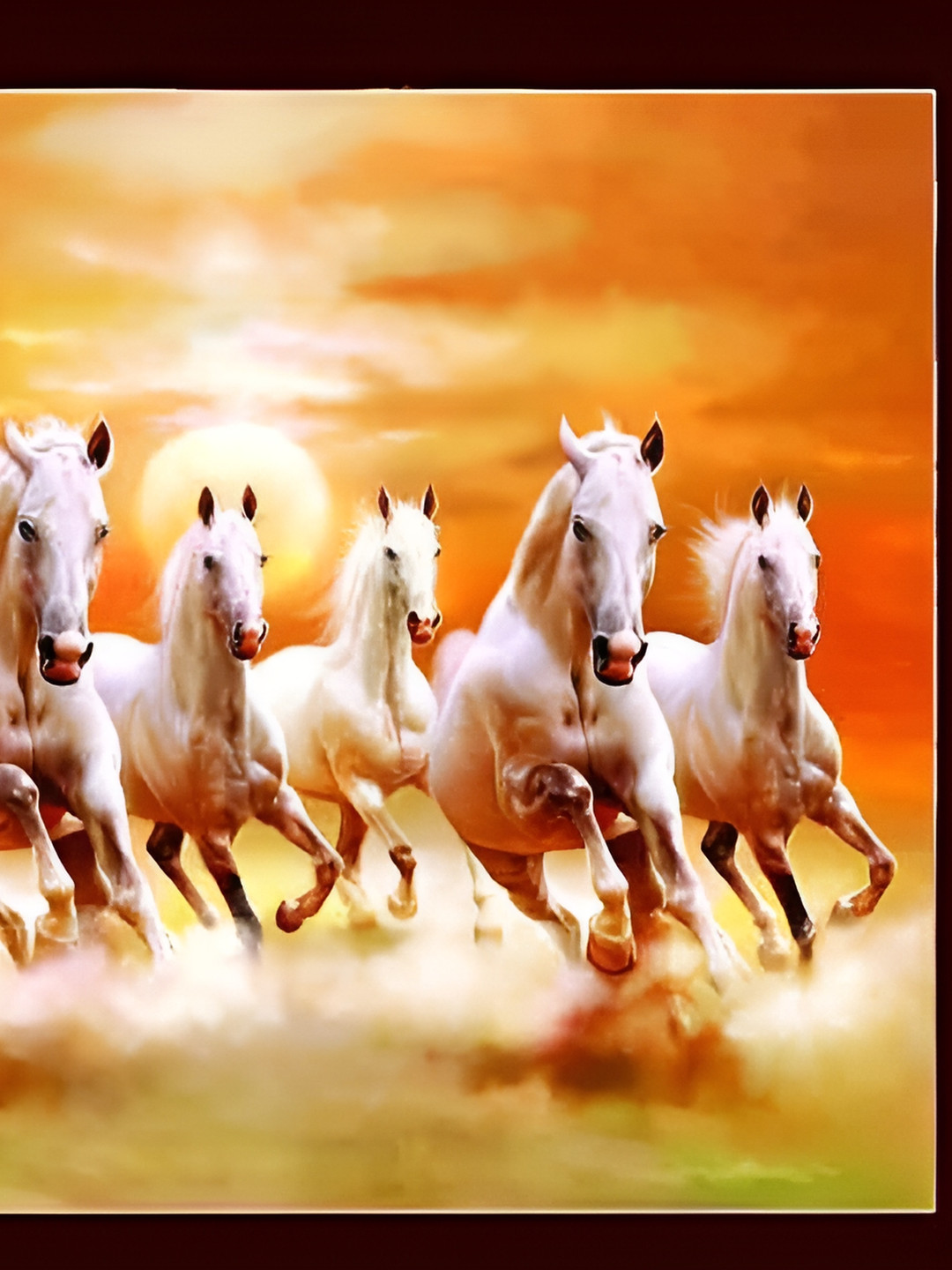 Wallpics Orange & White Running Horses Wall Poster