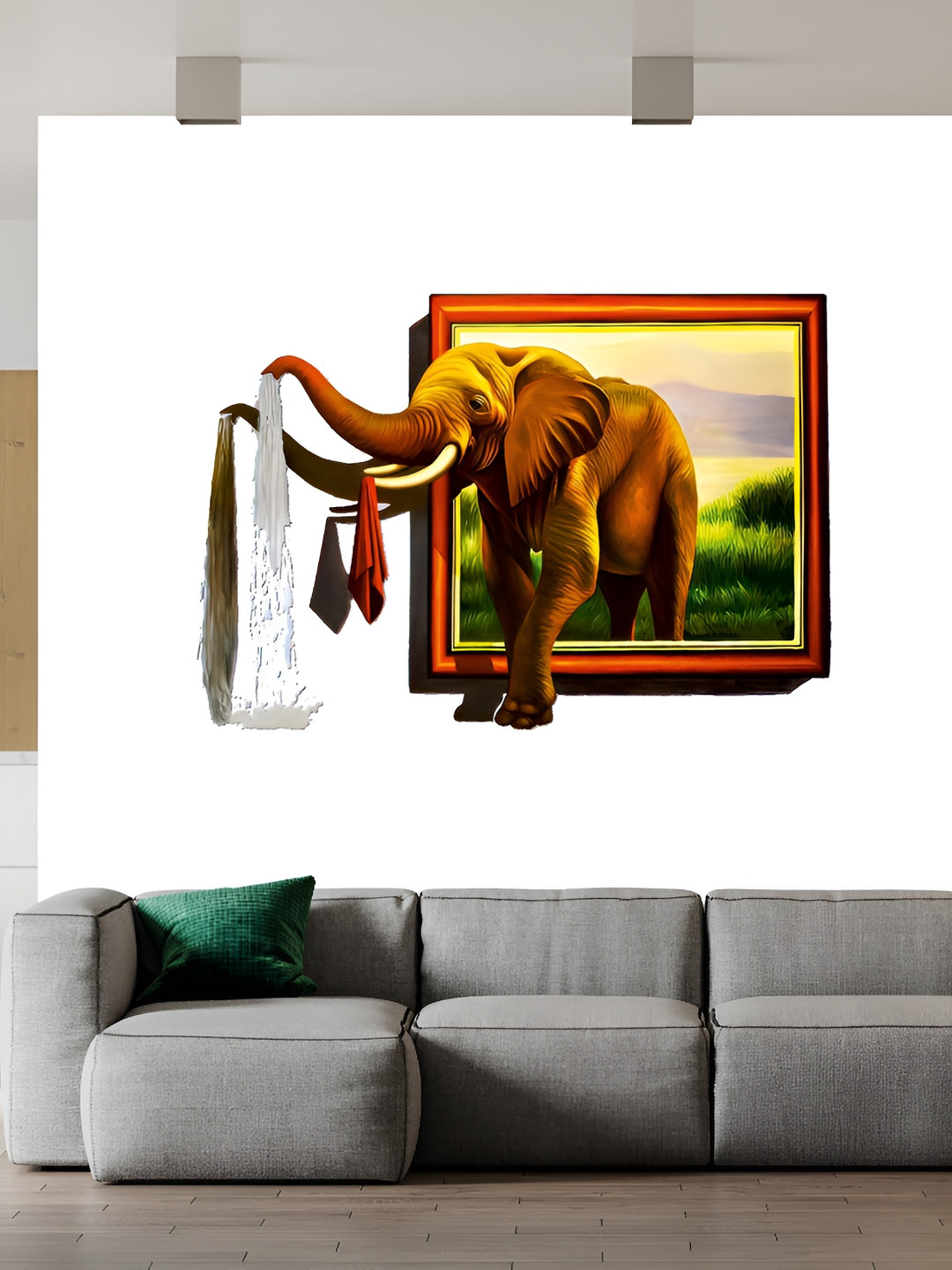 Wallpics Brown & White Birds and Animals Paper Painting Wall Sticker