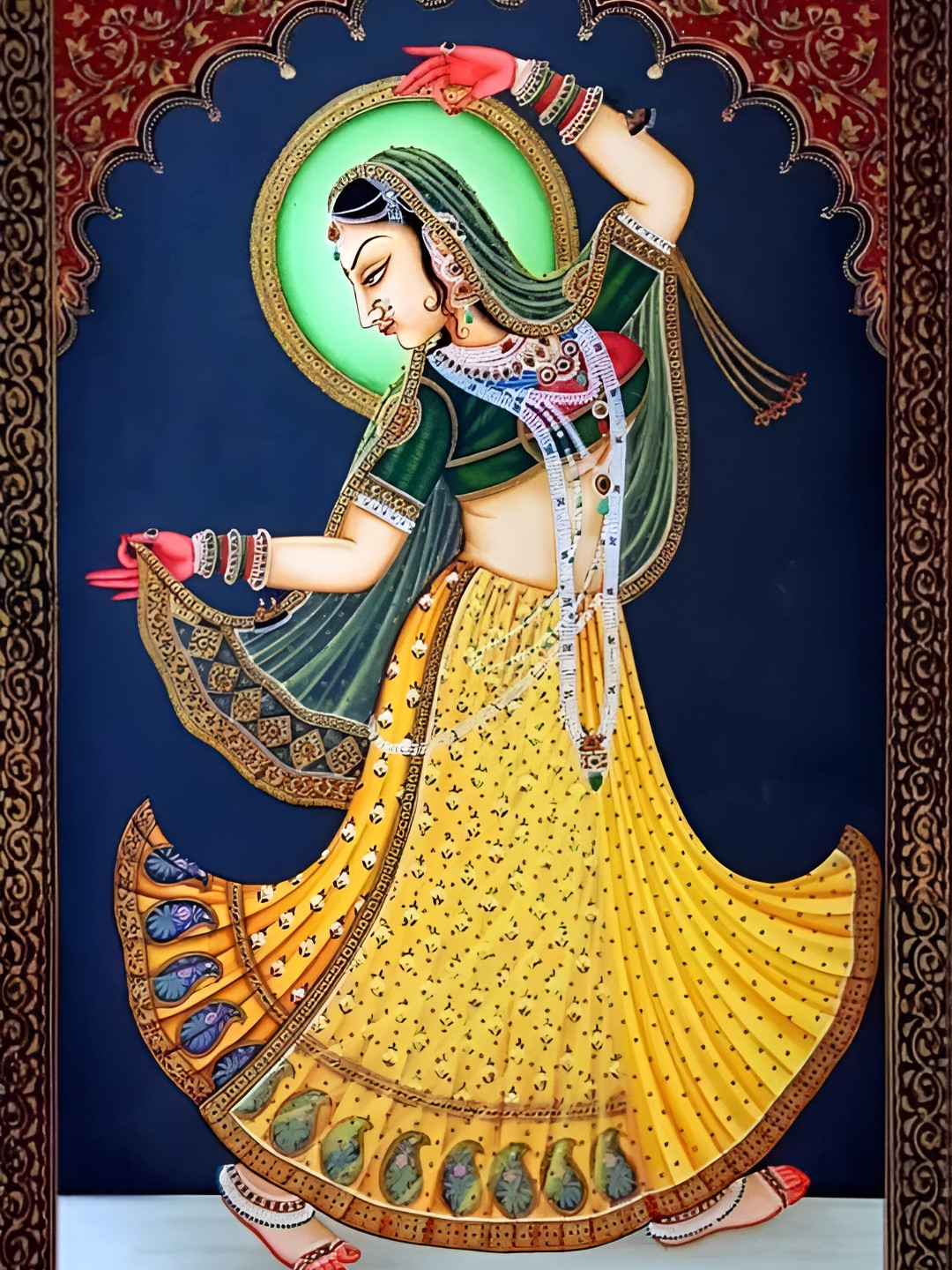 Wallpics Yellow & Navy Blue Painting Wall Poster