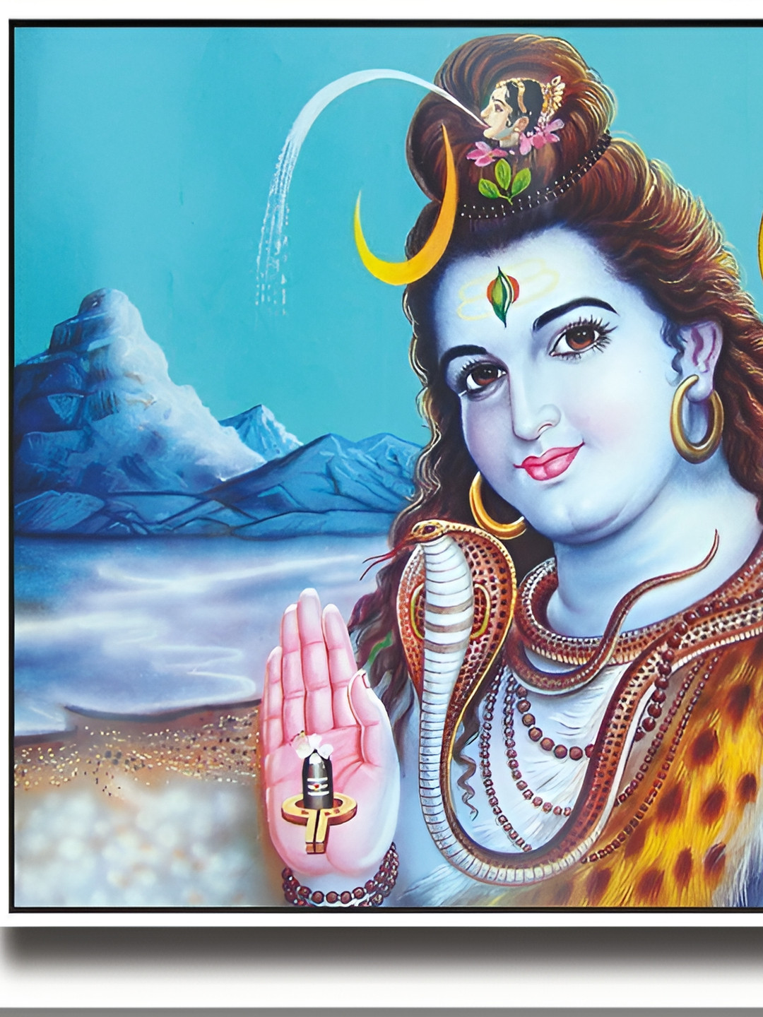 Wallpics Blue & Brown Lord Shiva Printed Wall Poster