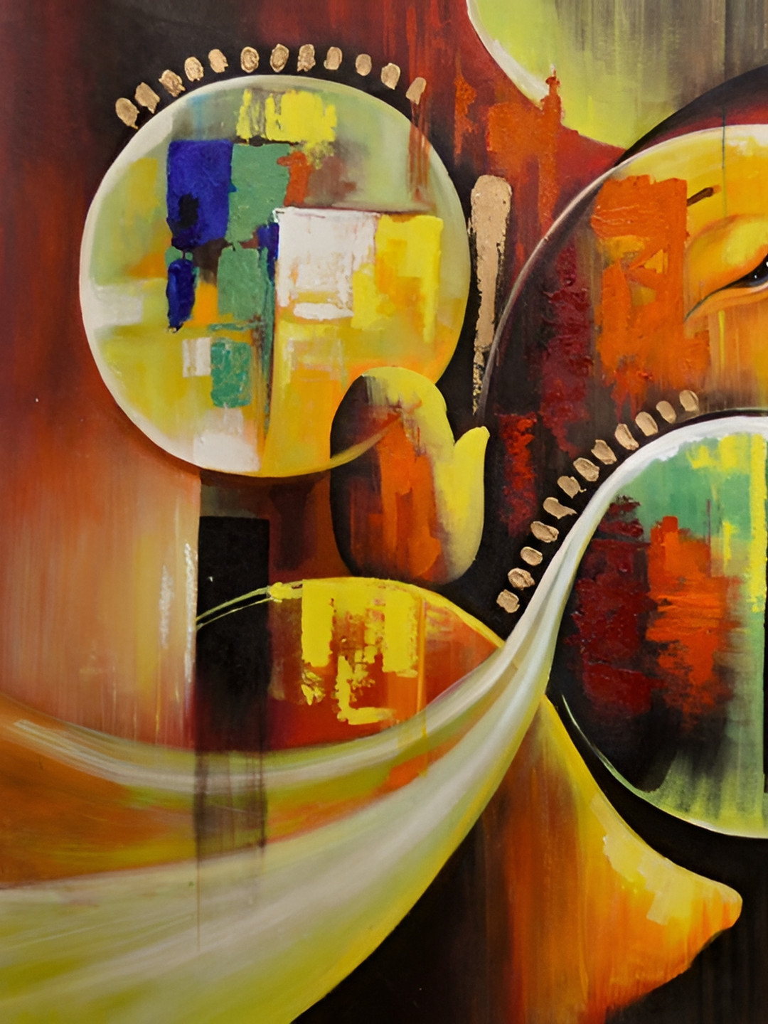 Wallpics Red & Yellow Self Adviser Printed Waterpoof Wall Sticker