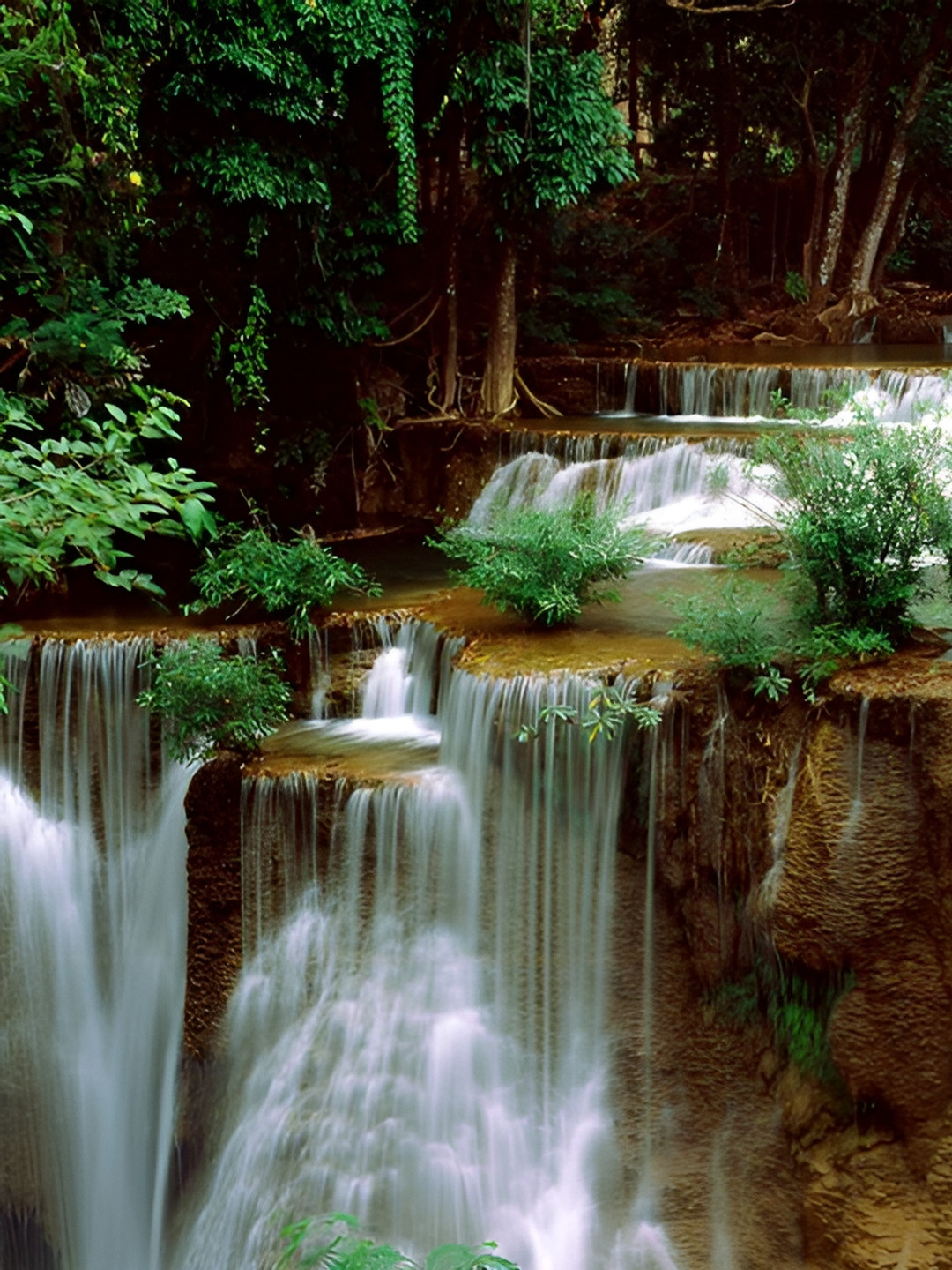 Wallpics Green & White Waterfall Printed Wall Poster