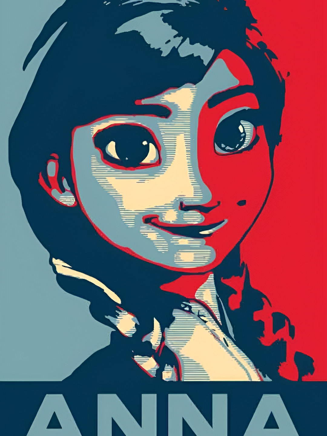 Wallpics Blue & Red Anna Painting Wall Sticker