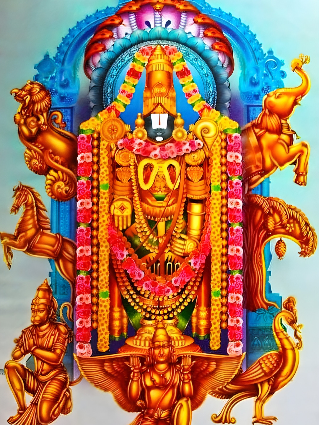 Wallpics Red & Blue Lord Balaji Religious Wall Poster