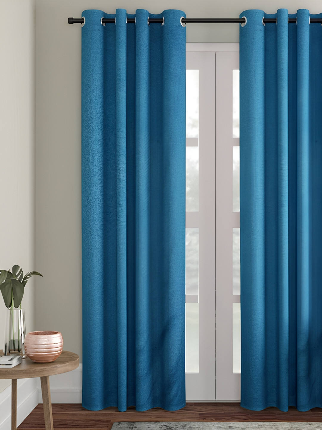 Aura Blue Room Darkening Door Curtain