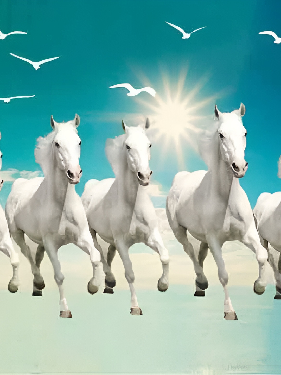 Wallpics White & Blue Self Adviser Printed Waterpoof Wall Sticker