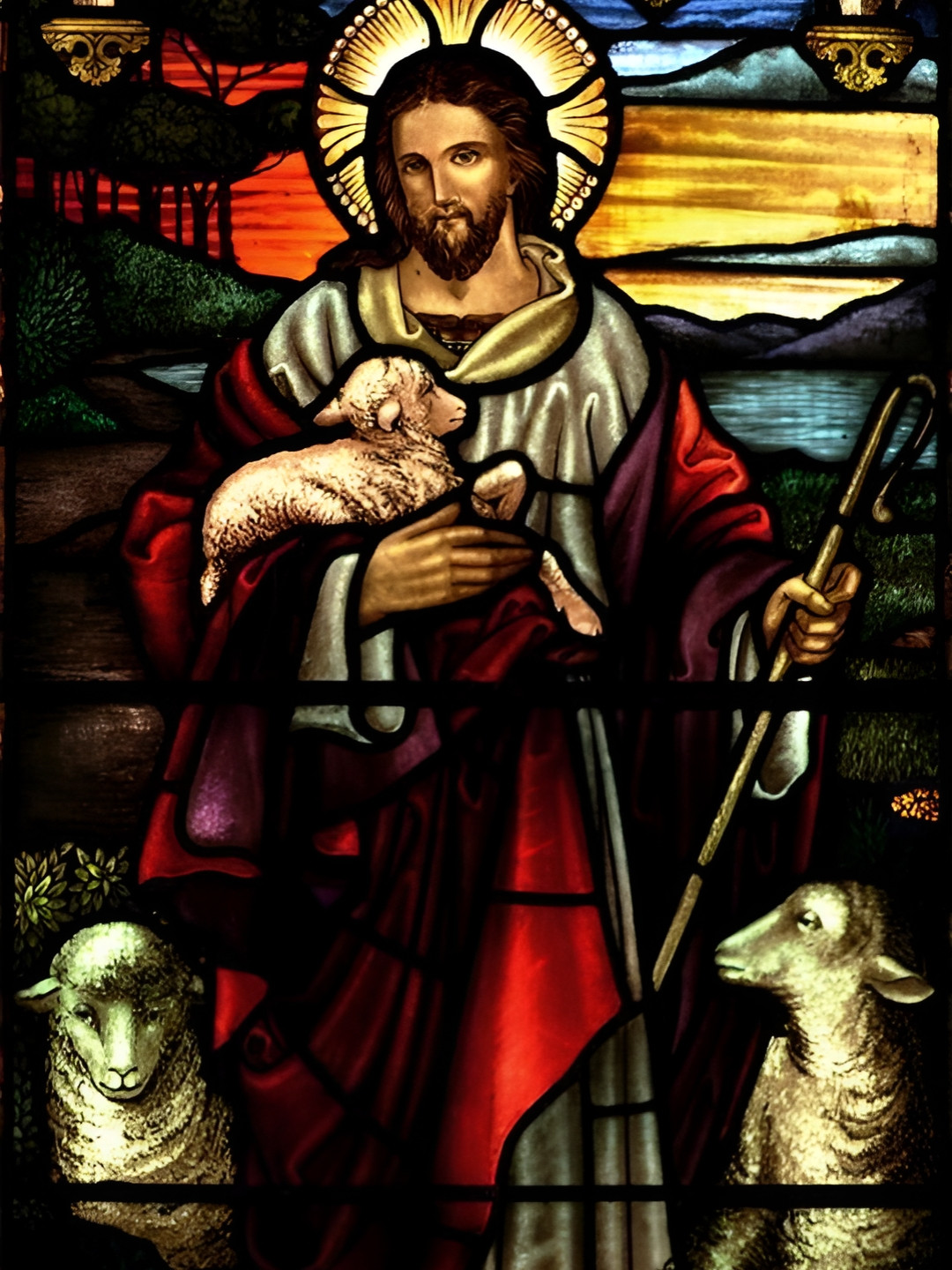 Wallpics Red & Black Jesus Printed Waterproof  Wall Poster