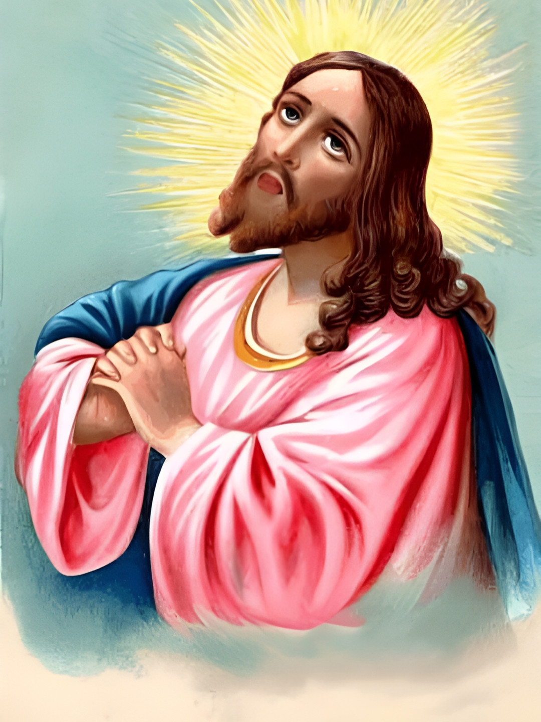 Wallpics Pink & Blue Religious Paper Wall Poster