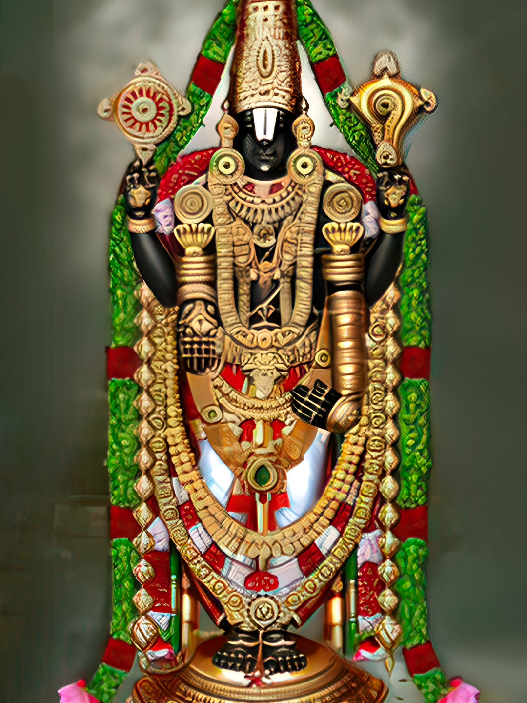 Wallpics Black & Green Lord Balaji Religious Wall Poster