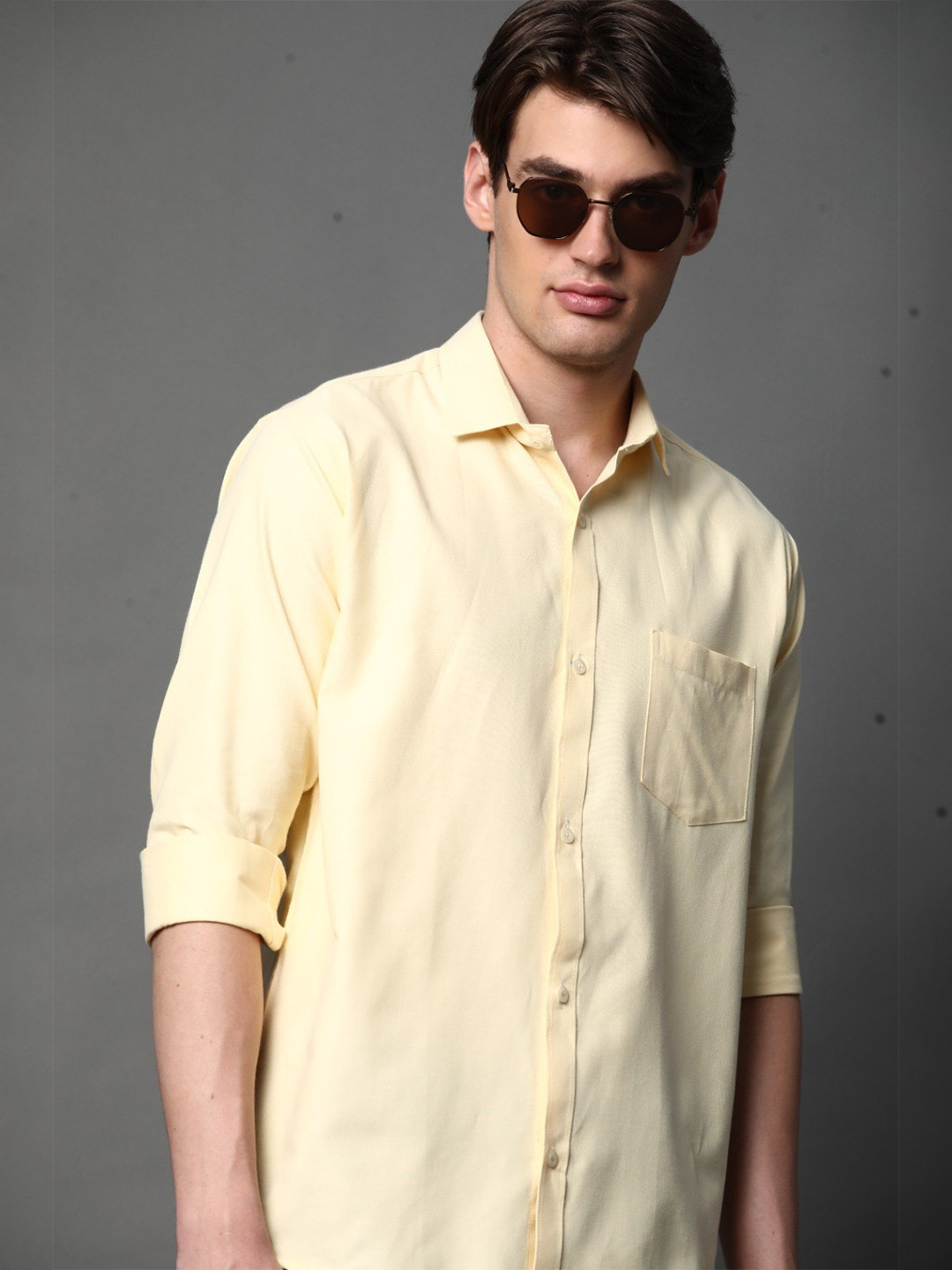 BROWN BROTHERS Standard Spread Collar Opaque Cotton Casual Shirt