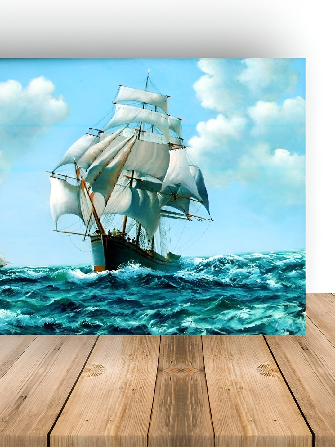 Wallpics Blue & White Self Adviser Printed Waterpoof Wall Sticker