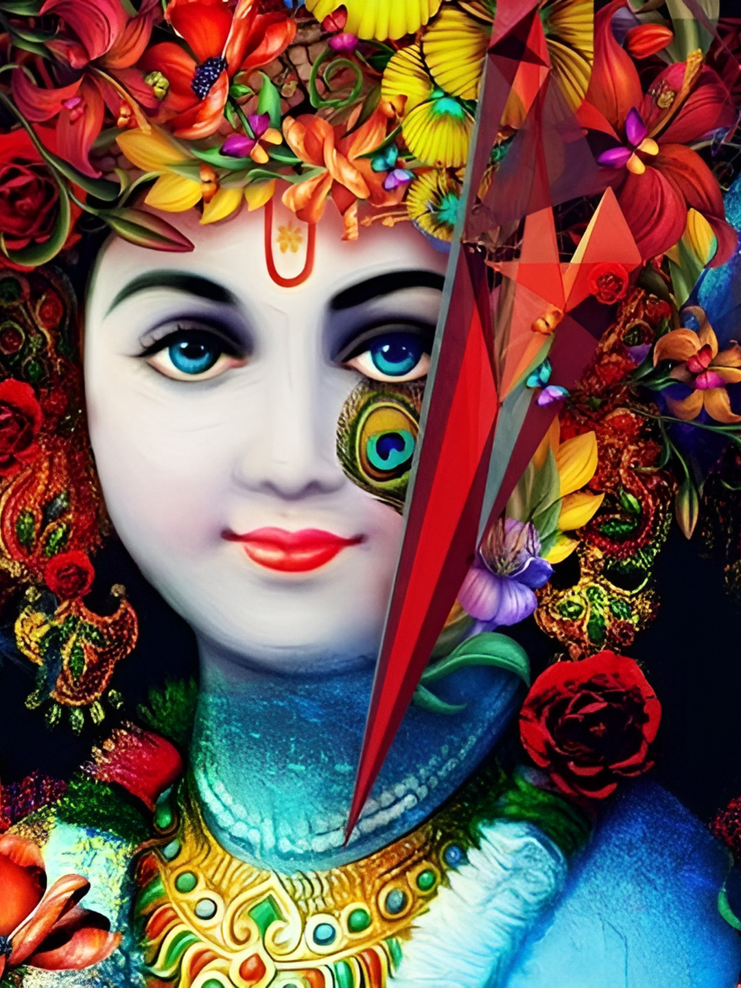 Wallpics Blue & Red Paper Wall Poster