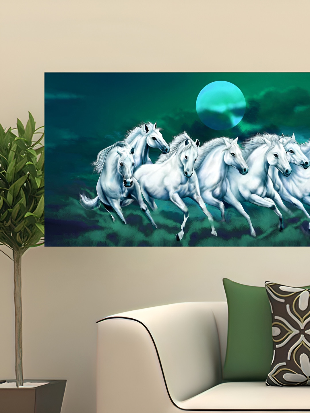Wallpics White & Green Birds and Animals Paper Paintings Wall Art