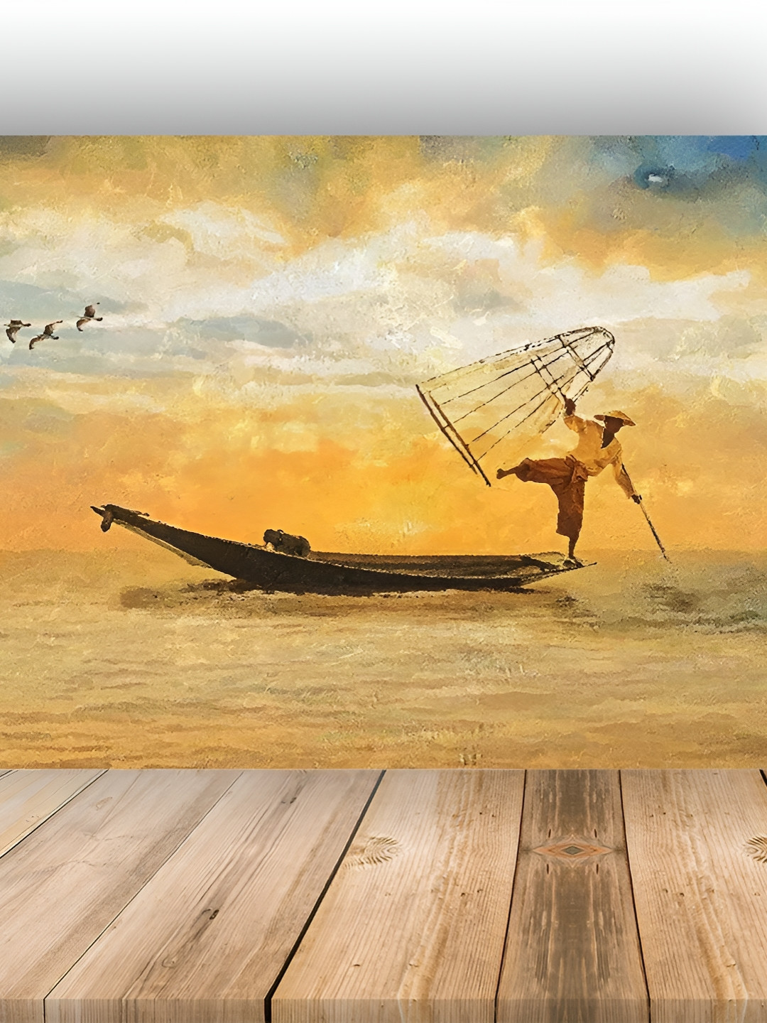 Wallpics Yellow & Grey Painting Wall Poster