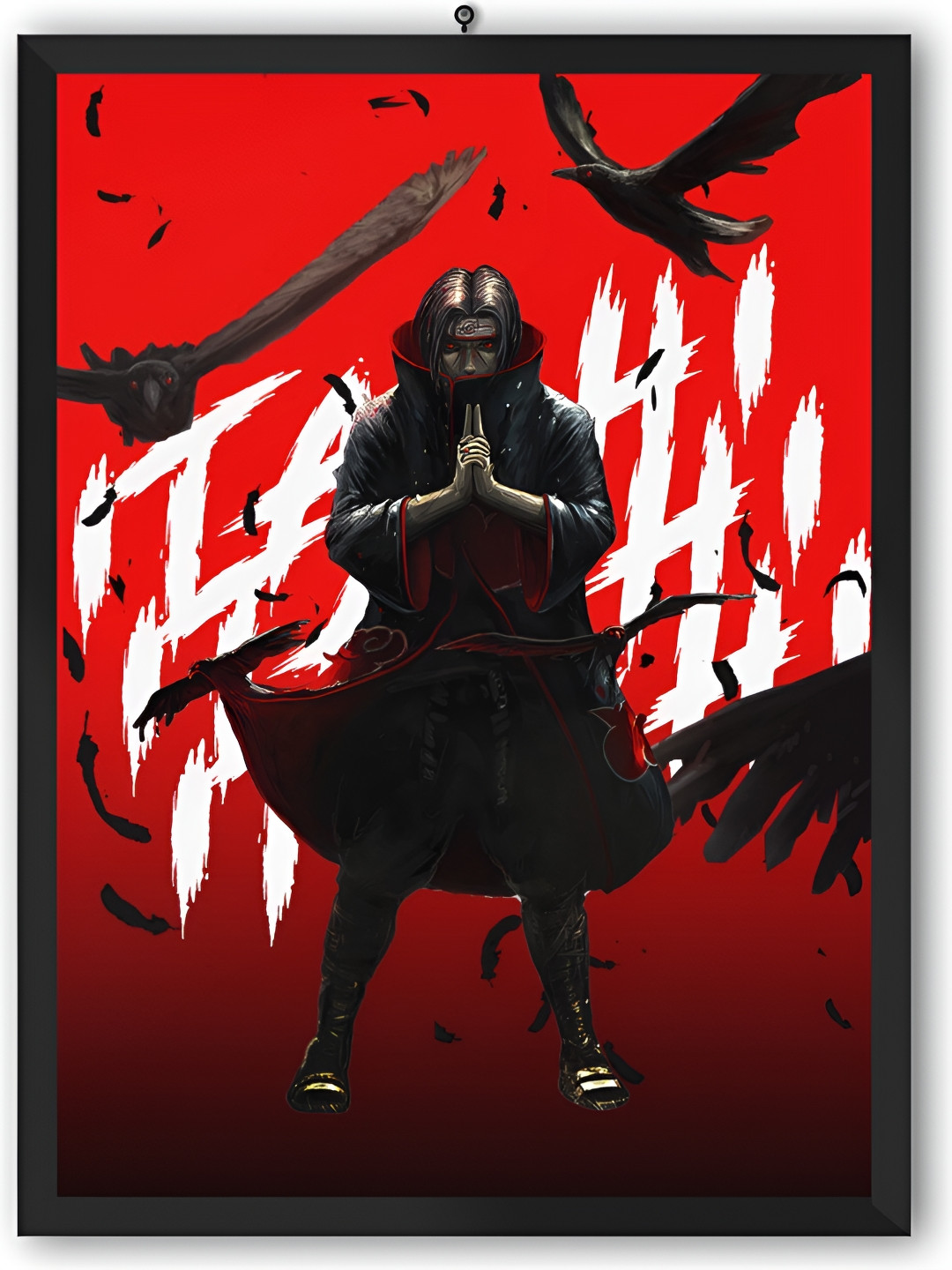 Wallpics Red & Black Anime Painting Wall Sticker