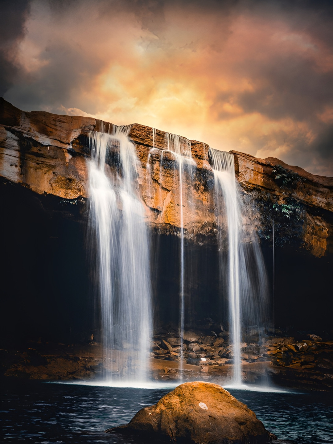 Wallpics White & Brown Waterfall Wall Poster