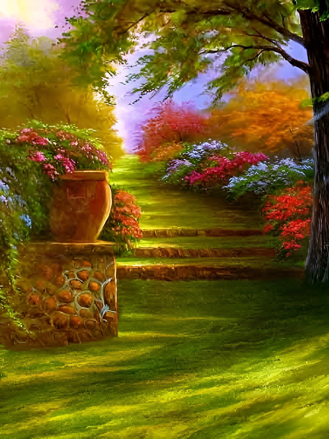 Wallpics Green & Red Floral and Botanical Wall Poster